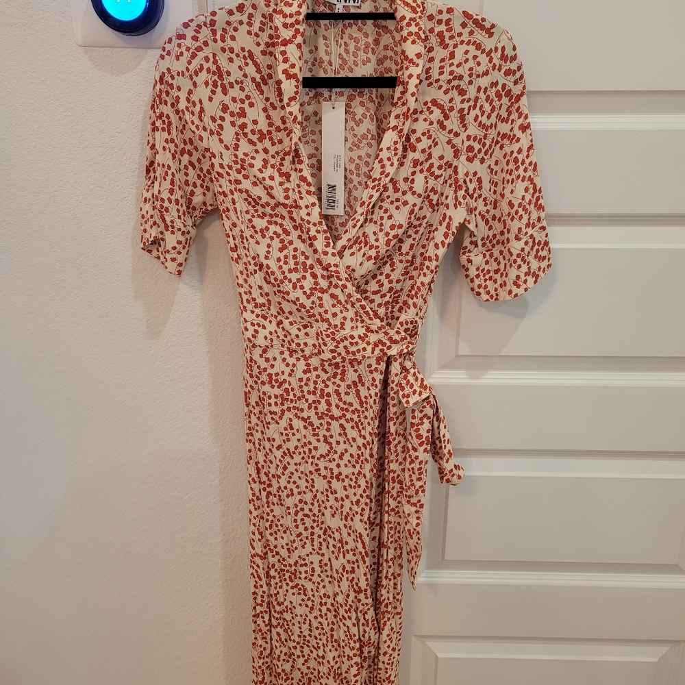 Ganni wrap midi dress, size 36 equivalent to size 2/XS